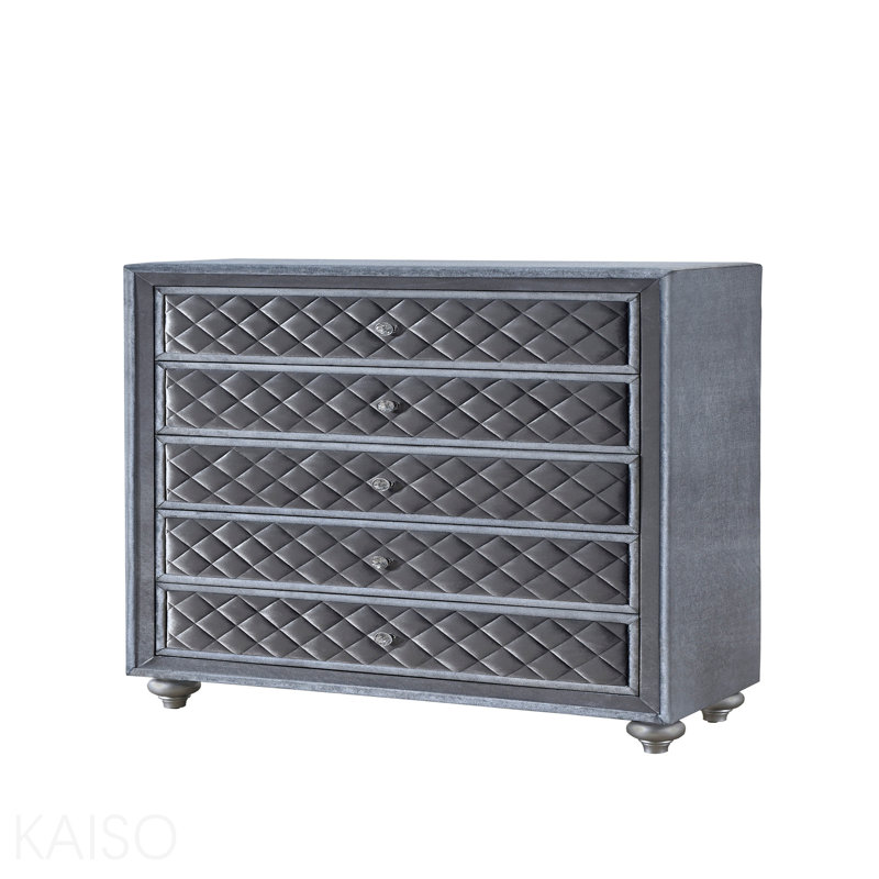 Ensemble de meubles de chambre à coucher 1 pièce avec 5 tiroirs en velours capitonné