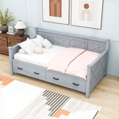 Twin Daybed with X-Shaped Frame and Storage Drawers
