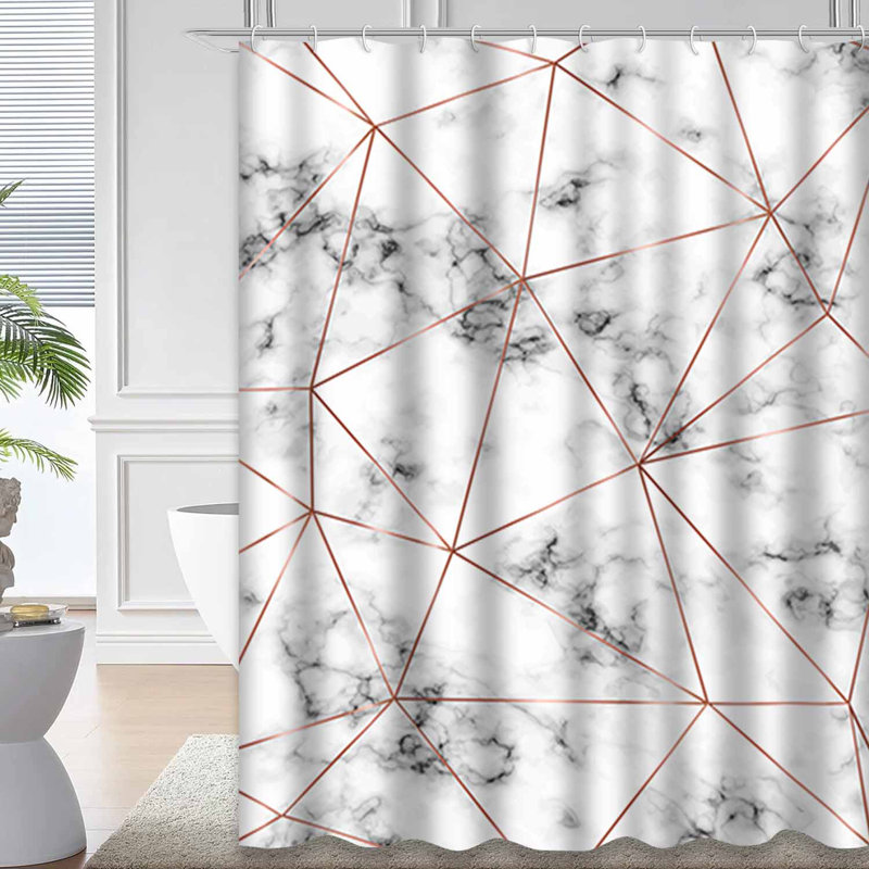 Rideau de douche Marble Rose Triangles, L 72 po x l 84 po