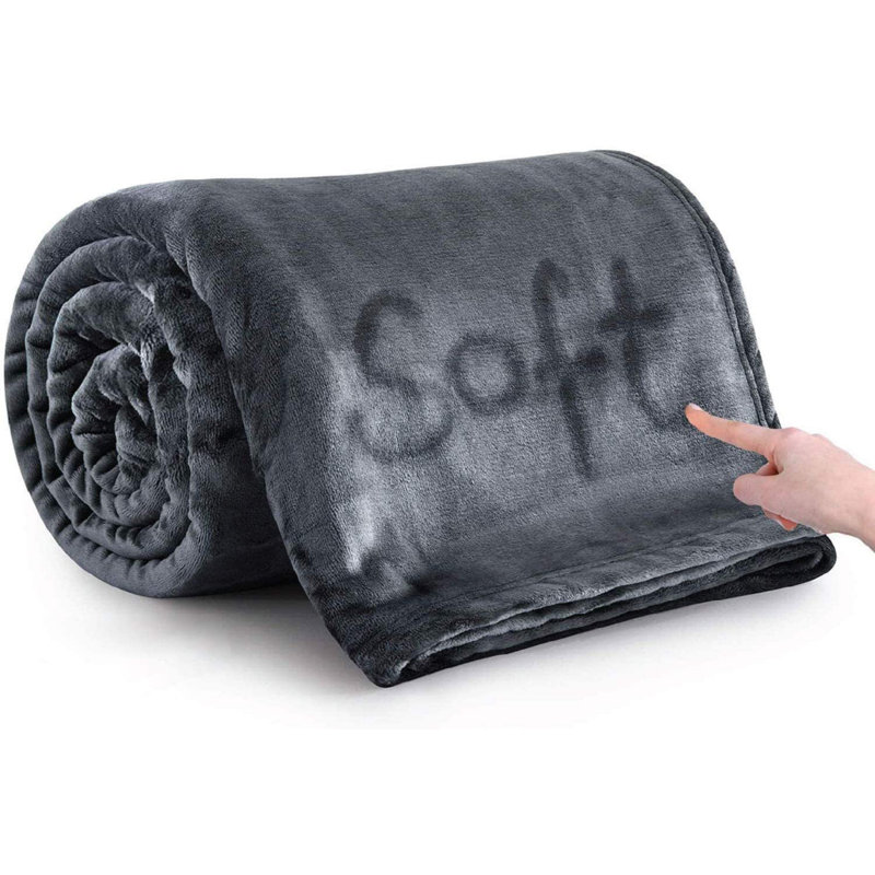 Zygi Reversible Mink Faux Plush Fur Fleece Throw/ Blanket, Grey, 240 x 200cm