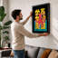 Red Octopus with Characters Modern - Framed Print-1673970320-1673970322