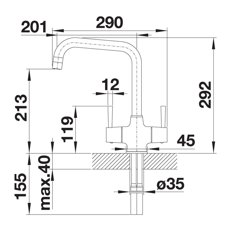 Juper Twin Lever Monobloc Tap