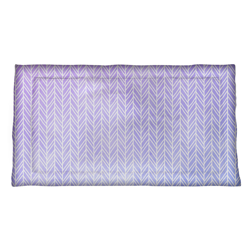 Taie décorative à chevrons Katelyn Elizabeth, Microfibre, Très grand, Bleu / Mauve