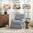 Upholstered Blue Striped Skirted Swivel Accent Arm Chair with Nailhead Trim (Set of 2)-735102244-735102301-735102302