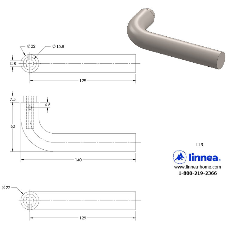 Alpine Lever 03 Passage Set with Square Rose
