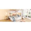 Lit superposé double au-dessus de grand lit double avec lit gigogne, en fer blanc, robuste et stable pour tous les décors ménagers. Assemblage sans effort.-1121716211-1121715980