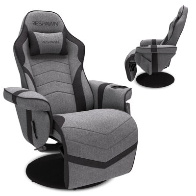 RESPAWN 900 Console Gaming Recliner with Footrest and Lumbar Support - Comfortable Ergonomic Gaming Chair with Headrest, No Wheels, Reclining, Heavy Duty, Racing Style Video Game Chairs -  Gray Fabric
