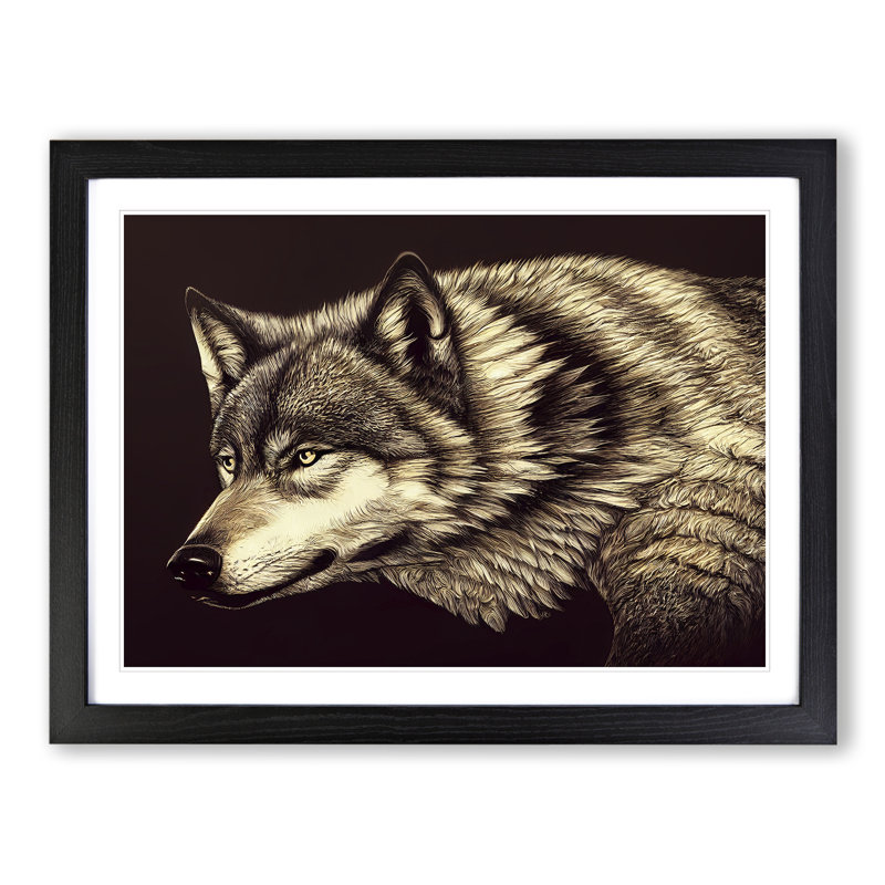 Beguiling Wolf - Single Picture Frame Print, Black Framed, 46cm H x 64cm W x 2cm D