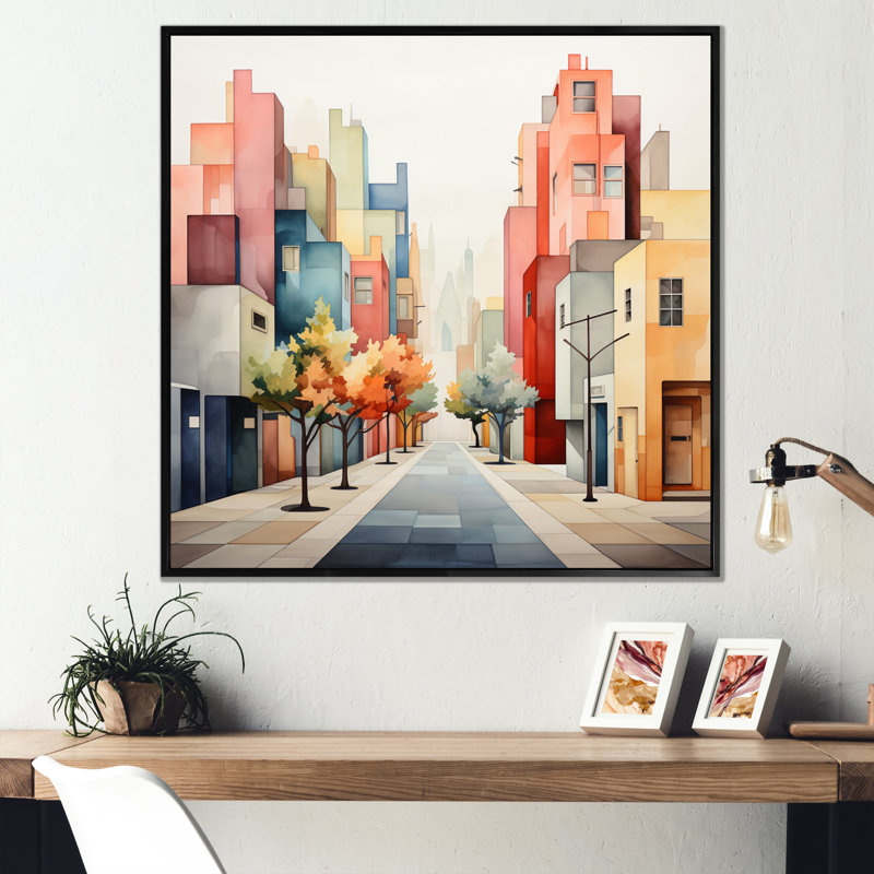 Street Art Paint I - Cityscapes Canvas Print, Cadre flottant noir, H 24 po x l 24 po x P 1 po
