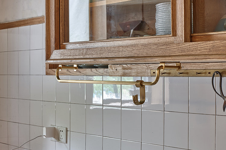 Rustic Solid Brass Kitchen Utensil Rail