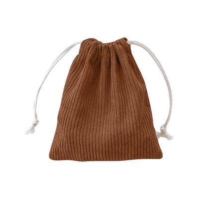 Backpack Corduroy Storage Bag With Drawstring Strap Pocket Makeup Bag For Women Large Capacity Coin Bag