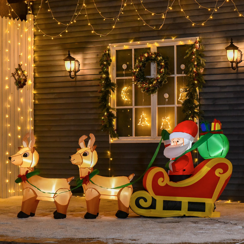 8Ft Inflatable Train With Sleigh And Reindeer