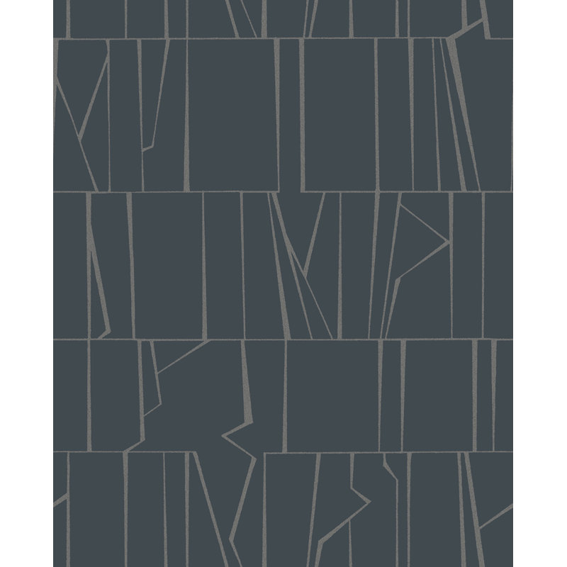 Huntington Indigo Geometric Stripe Wallpaper, Blue