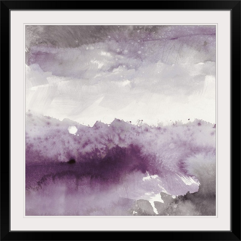 «Midnight at the Lake II Amethyst and Gray» par Mike Schick, reproduction d'art, H 20" x l 20" x P 1", Cadre noir