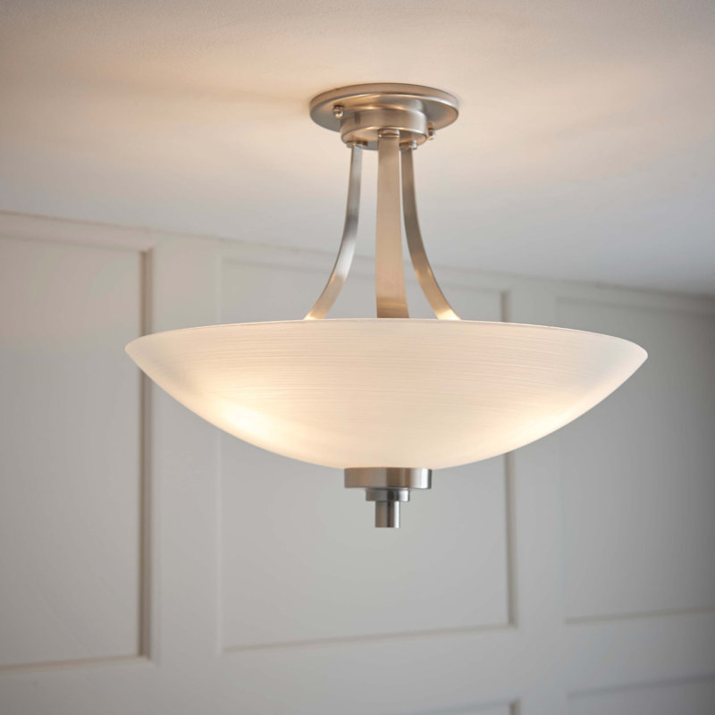Miltiades Glass Semi Flush Mount, Satin Chrome