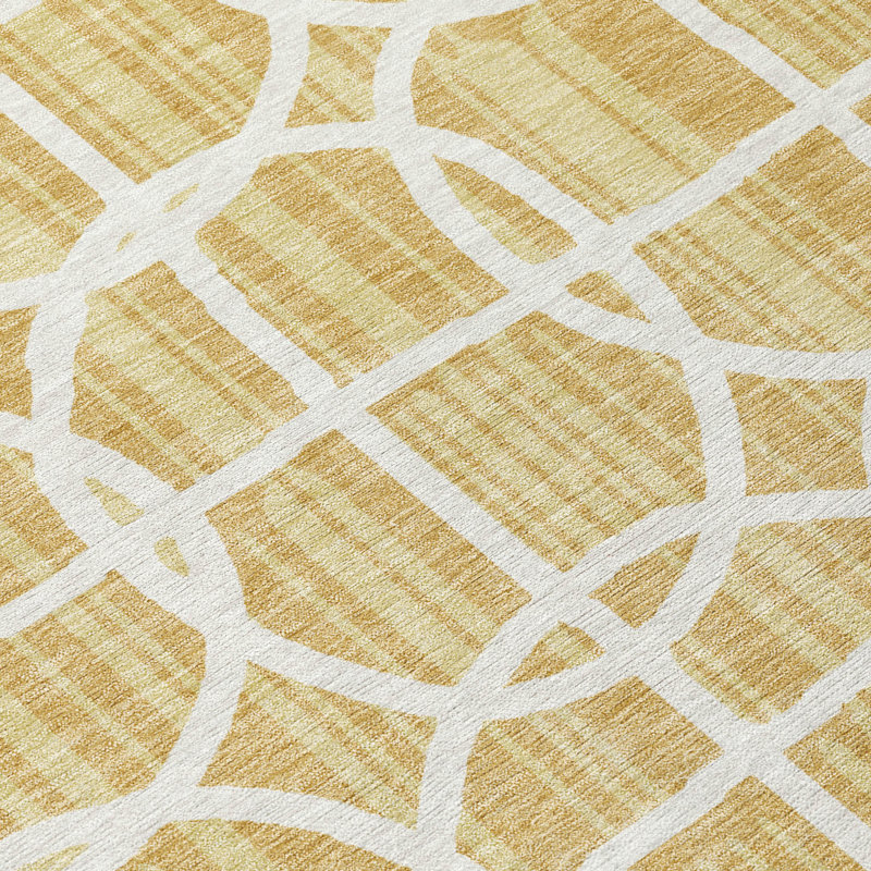 Machine Washable Indoor/Outdoor Chantille ACN2769 Geometric Rug, Gold, 2'6" x 3'10"