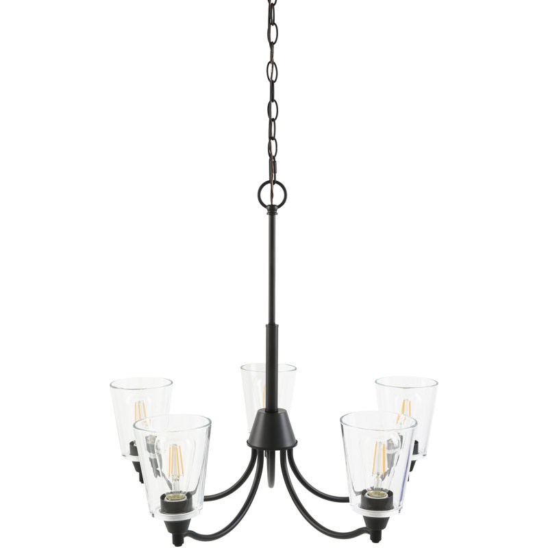 Yueva Chandelier, Matte Black, 1 Tier, 5 Lights