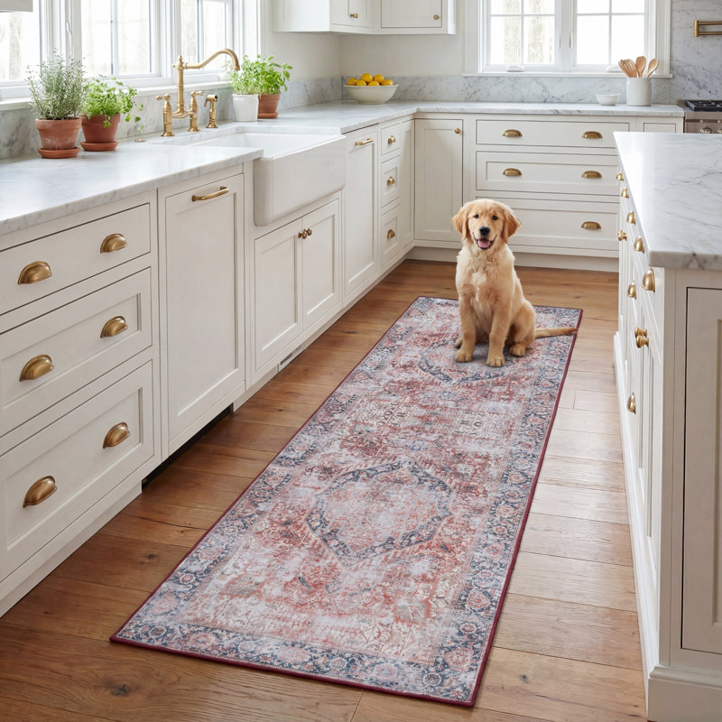 Ziebarth 177 M/W S/R Area Rug In Rust / Navy, Runner 2'6" x 8'