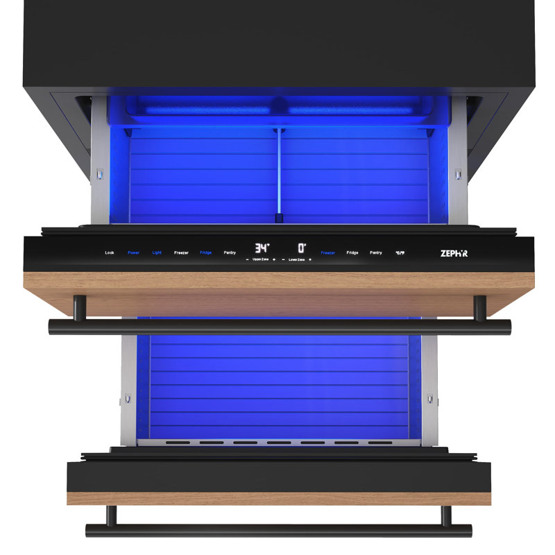 Zephyr Presrv 24" Built-In Dual Zone Panel Ready Refrigerator Freezer Drawers
