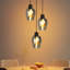 3‑Light Smoked Grey Glass Kitchen Island Pendant