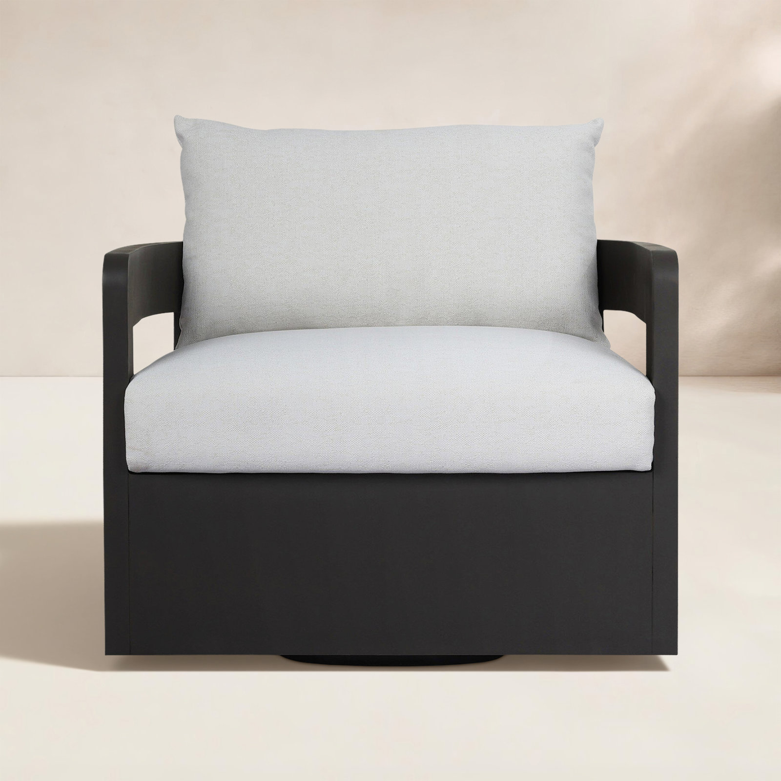 Ewan Swivel Patio Lounge Chair, Bronze, Alessi Linen
