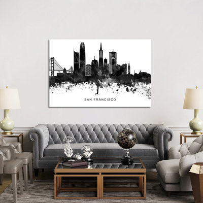 San Francisco Skyline Black & White - Wrapped Canvas Print