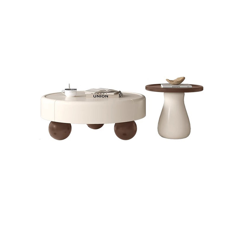 Coffee Table Set with Drawer Storage, Brown, 12.6" H x 31.49" L x 31.49" W