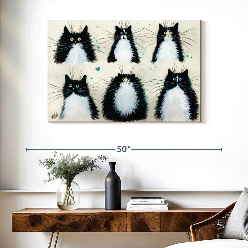 Brampt Tuxedo Cats, 26" H x 39" W