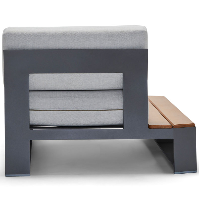 Méridienne LHF avec accents en teck, Graphite, Écorce Fife
