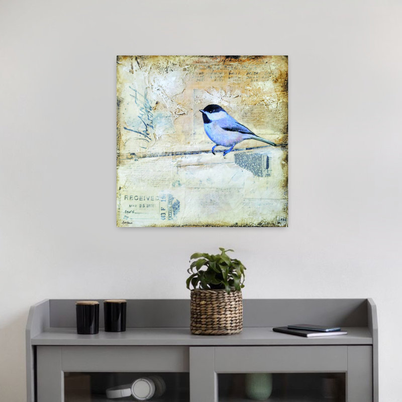 Sorting It Out 1 Abstract Contemporary Bird Spring Art, 18" H x 18" W