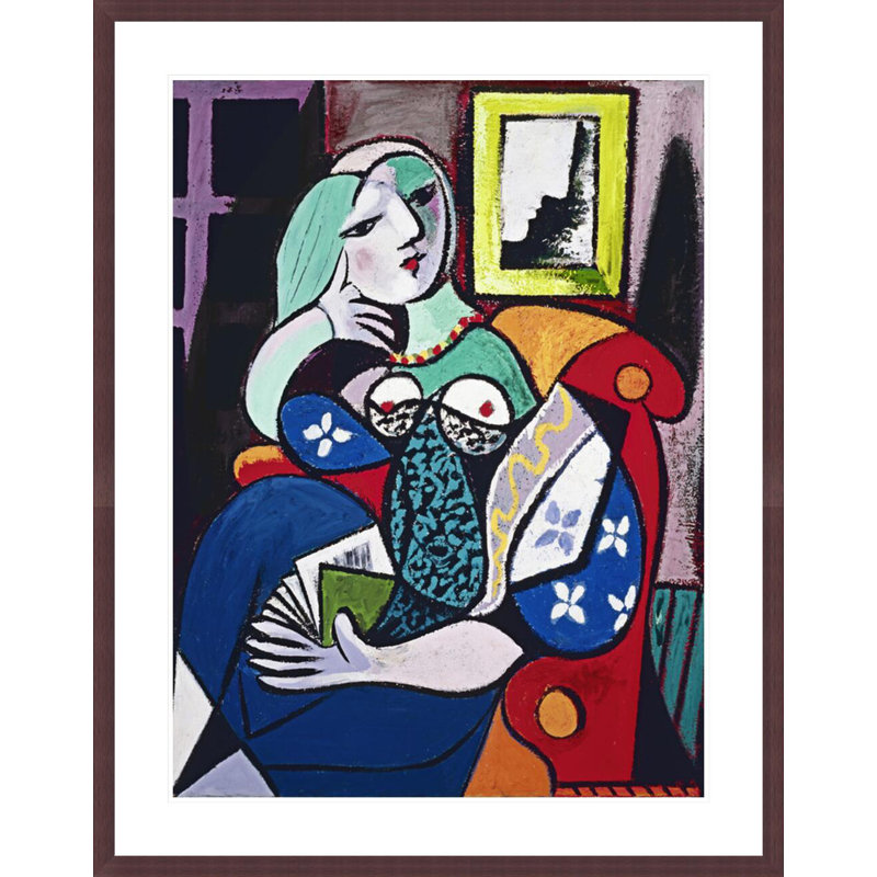 «Woman with a Book» par Pablo Picasso (espagnol, 1881-1973), impression giclée encadrée, H 41,5 po x l 32,64 po