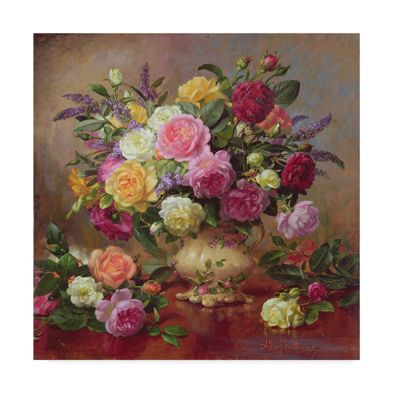 Albert Williams Floral Canvas Print with Vibrant Roses, 14" x 14"