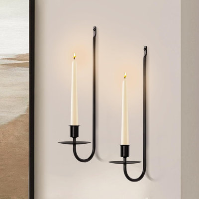 Candle Sconces Set of 2, Taper & Pillar Wall Candle Holder
