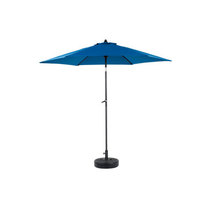 Parasol d'extérieur bleu foncé 9 pi. Structure solide 6. Manivelle facile à utiliser. Améliore la cour, le bord de la piscine et l'attrait de la pelouse. 100% 6 de conception. Manivelle. Réglages de piscine et de terrasse. Tissu