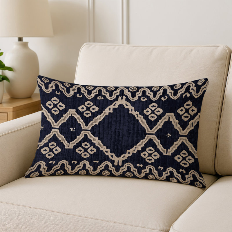 Coussin décoratif intérieur et extérieur Modern, Gris géométrique 48, Rectangle H 18 po x l 25 po