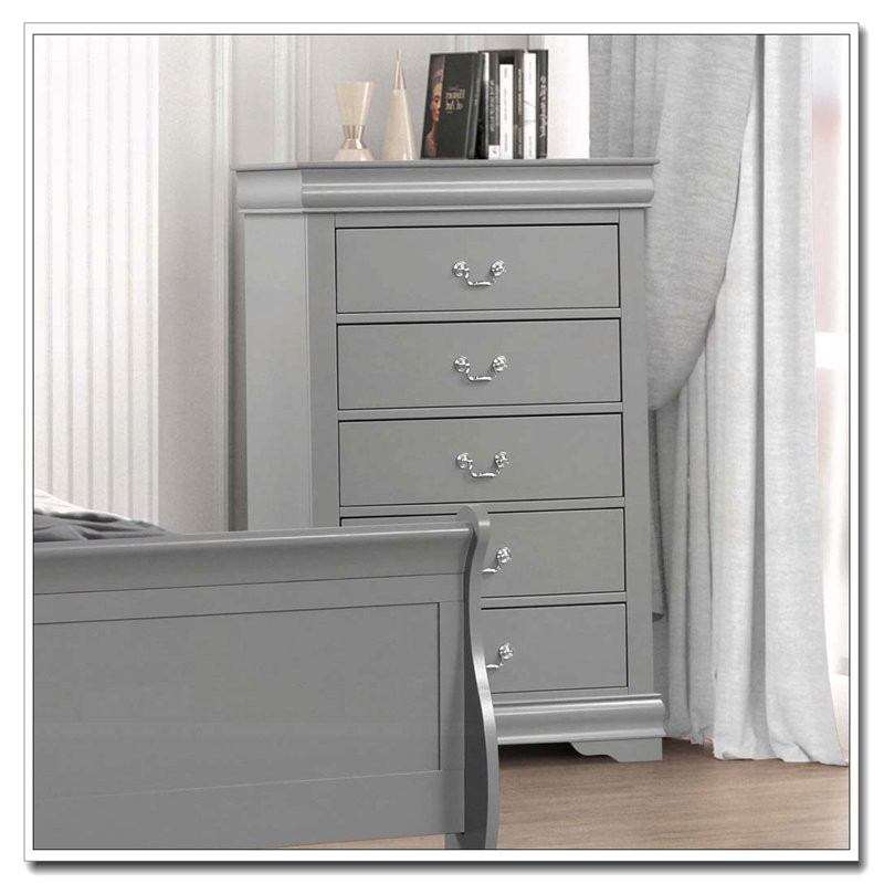 Commode 5 tiroirs, Gris