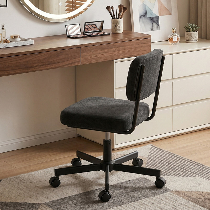 Chaise de coiffeuse avec dossier, Noir