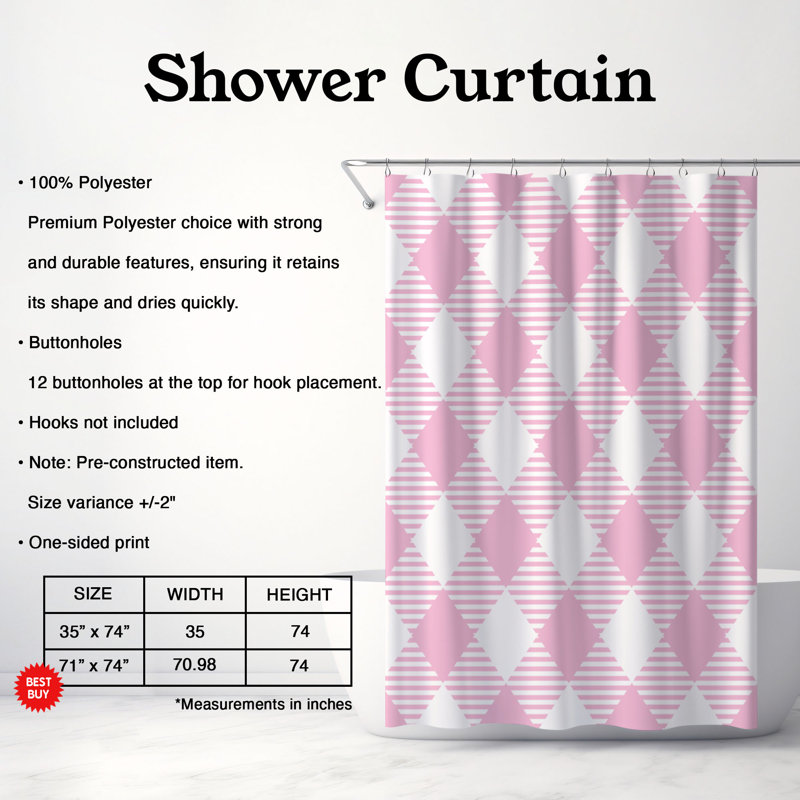 Pure Plaid - Rideau de douche Premium, H 74 po x l 71 po