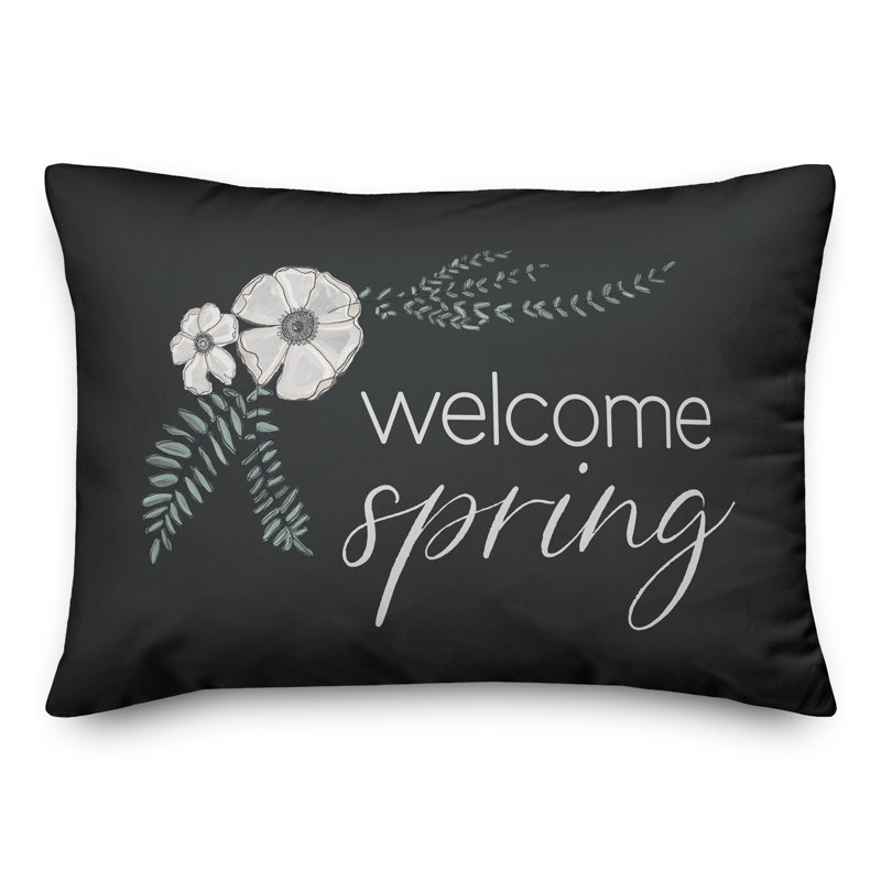  Welcome Spring Floral Rectangular Pillow Cover & Insert