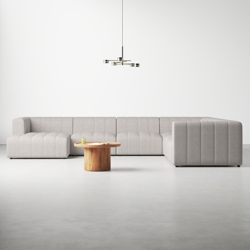 Bowry 6 - Piece Chaise Sectional, 28" H x 157" W x 129" D, Neutral Sandstone Polyester, Reversible