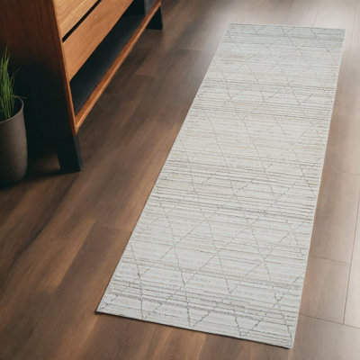 Tapis géométrique gris et beige 2 pi x 5 pi