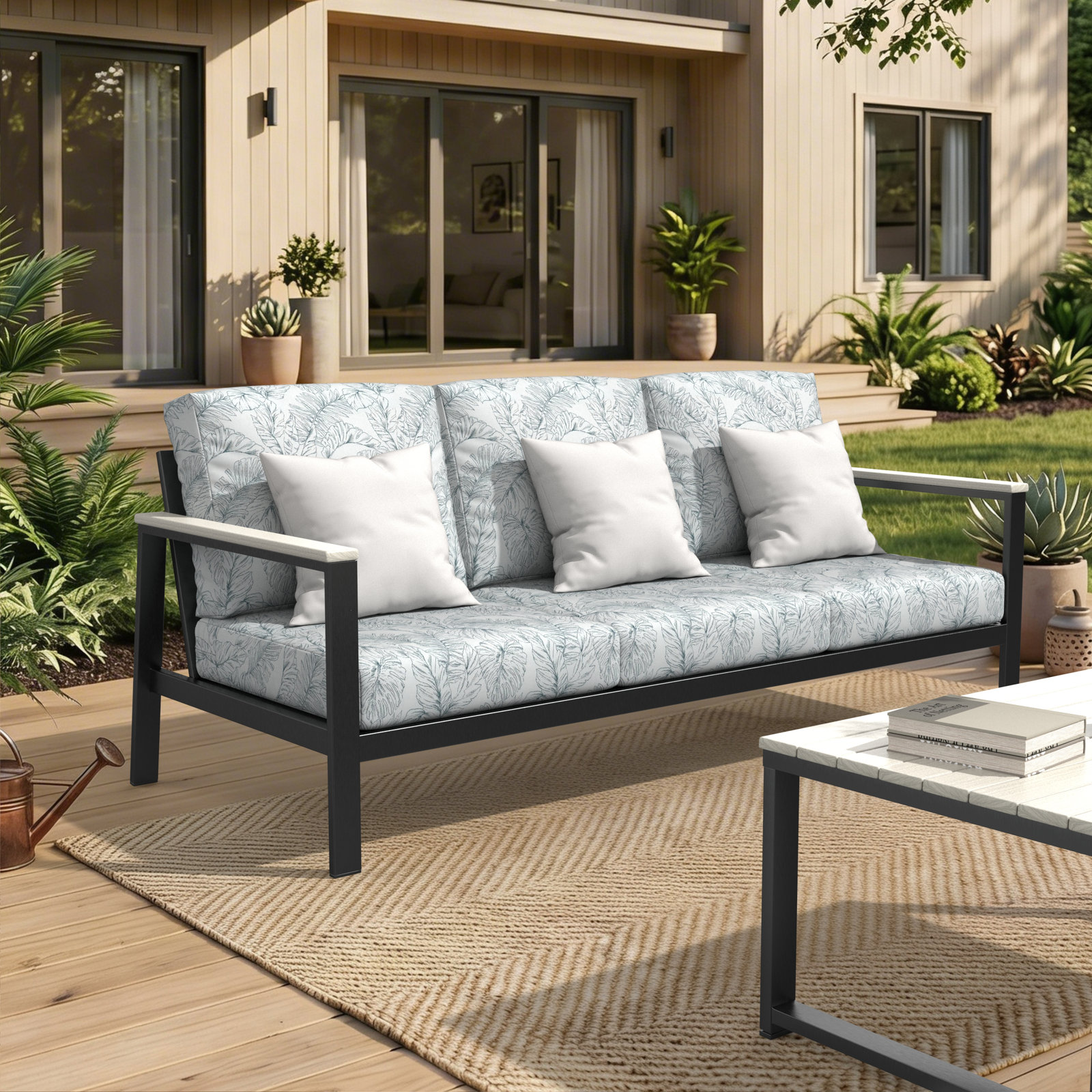 Townsend 80" Sunbrella® Patio Sofa, Sunbrella® Calm Laurel, Yes, Seashell