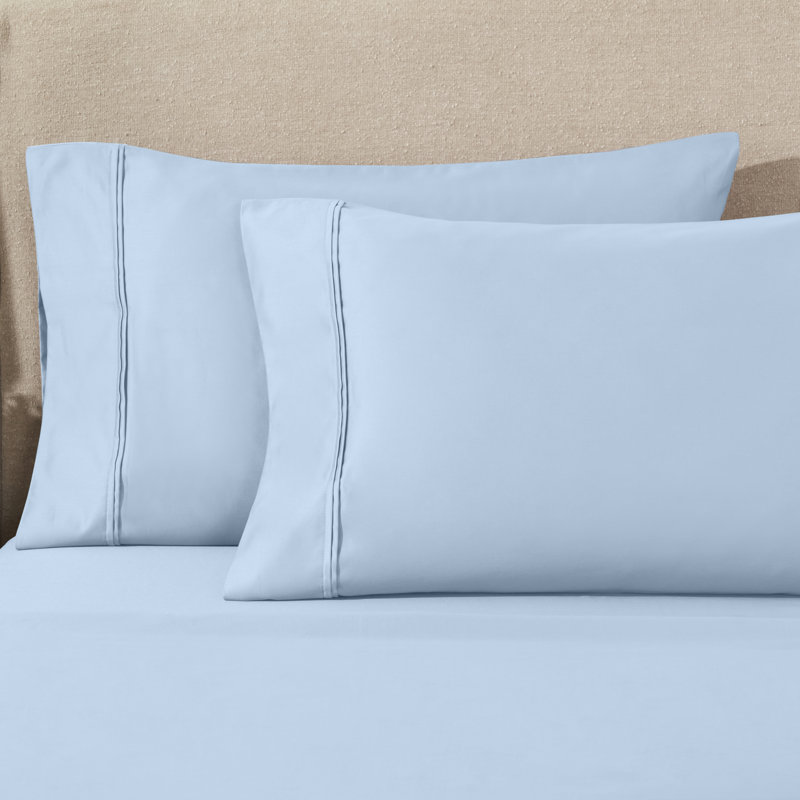 Ensemble de taie d'oreiller 100% coton égyptien certifié Mellark, Bleu clair, Taie d’oreiller standard