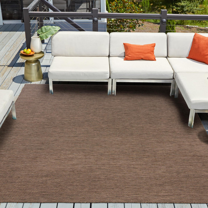Tapis intérieur / extérieur Avaughn, Brun, Carré 13 pi