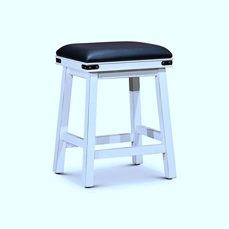 Tabouret de comptoir court Caprial 24, Noir, Blanc antique