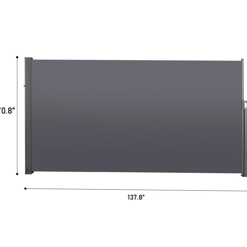Quality 138"x71" Retractable Side Awning, & Water , Privacy Divider For Outdoor Spaces - Grey 138''x71'' Screen Grey, Beach Areas