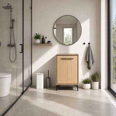 24 Inch Bathroom Vanity Base Only with 2 Soft Closing Doors, Freestanding Storage Cabinet, Modern Engineered Wood Vanity for Small Bathroom