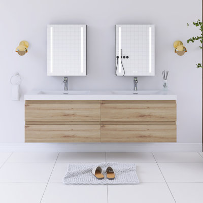 Reaiah 71'' Double Bathroom Vanity with Resin Top