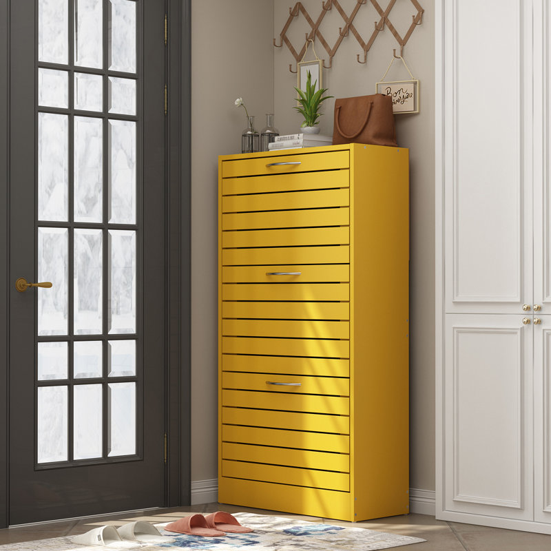 12 Pair Flip Down Shoe Storage, Yellow
