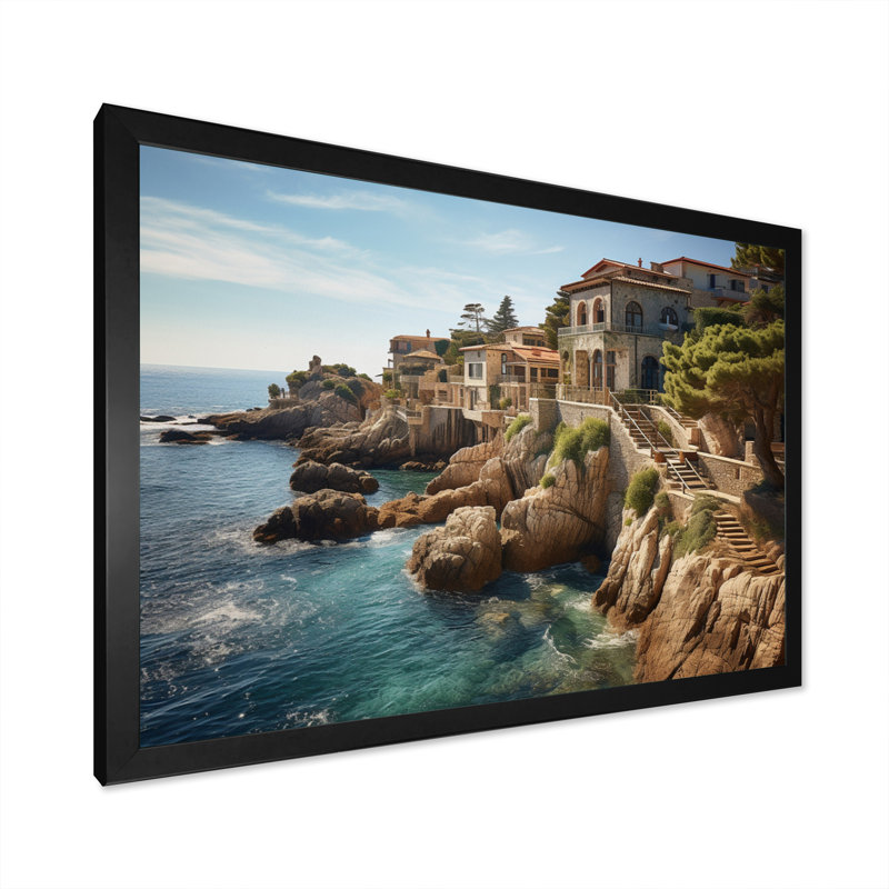 Espagne, Méditerranée, sérénité II sur toile, H 30 po x l 40 po x P 1,5 po, Cadre simple noir